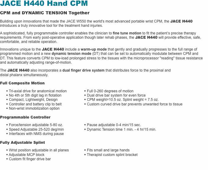 JACE H440 Hand CPM  CPM and DYNAMIC TENSION Together  Building 